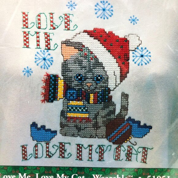 New Candamar Love Me Love My Cat Wearable Cross Stitch Kit Designs 51051 - Picture 2 of 7